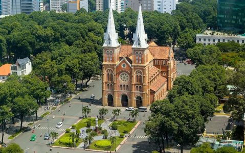 The Notre Dame Cathedral stands as a majestic landmark and an iconic symbol of Ho Chi Minh City, Vietnam (collected)